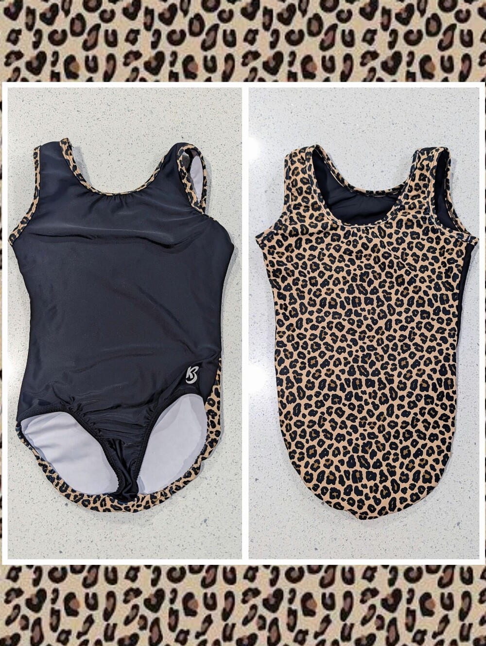 FLIPSIDE Kbee Gymnastics Dance Leotard Child Large 10-11 Leopard Cheetah Print